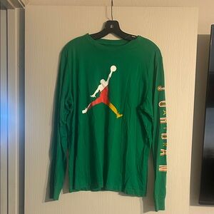 Jordan Green Long Sleeve with Multicolor Logo